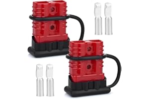 Uddick 2PCS 175A 1/0-4 Gauge Battery Cable Quick Connect/Disconnect Connector Plug Kit with 2 Dust Cover for Car Forklift Motor Winch Trailer (Red 2AWG)