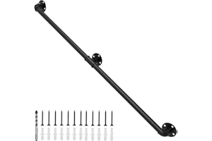 YEOOE 6FT Handrails for Indoor Stairs, Φ1.25″ Stair Railing Indoor with Matte Black Finish, Bar Foot Rail Kit for Stairs, Porch, Loft (6ft)