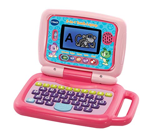 VTech 80-600954 2-in-1 Touch Laptop, Rosa, Kindergarten Toy, Lingua: Tedesco