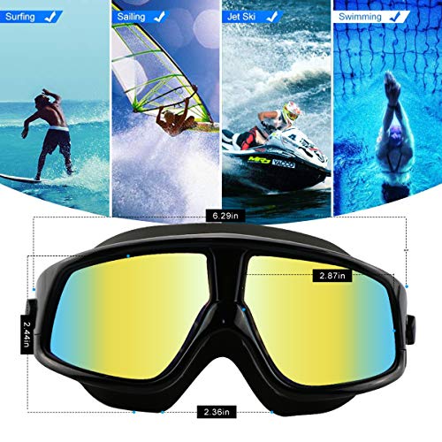 Aquior Swim Goggles, Streamlined Design Glass Leakproof Anti Fog UV Protection with Soft Silicone Nose Bride, Sport Goggles, Swimming Glass for Adult Youth Men Women