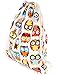 iSuperb Canvas Drawstring Backpack bag Gym Sack bag Stylish Lightweight Cute for Excursion Outdoor (Owl)