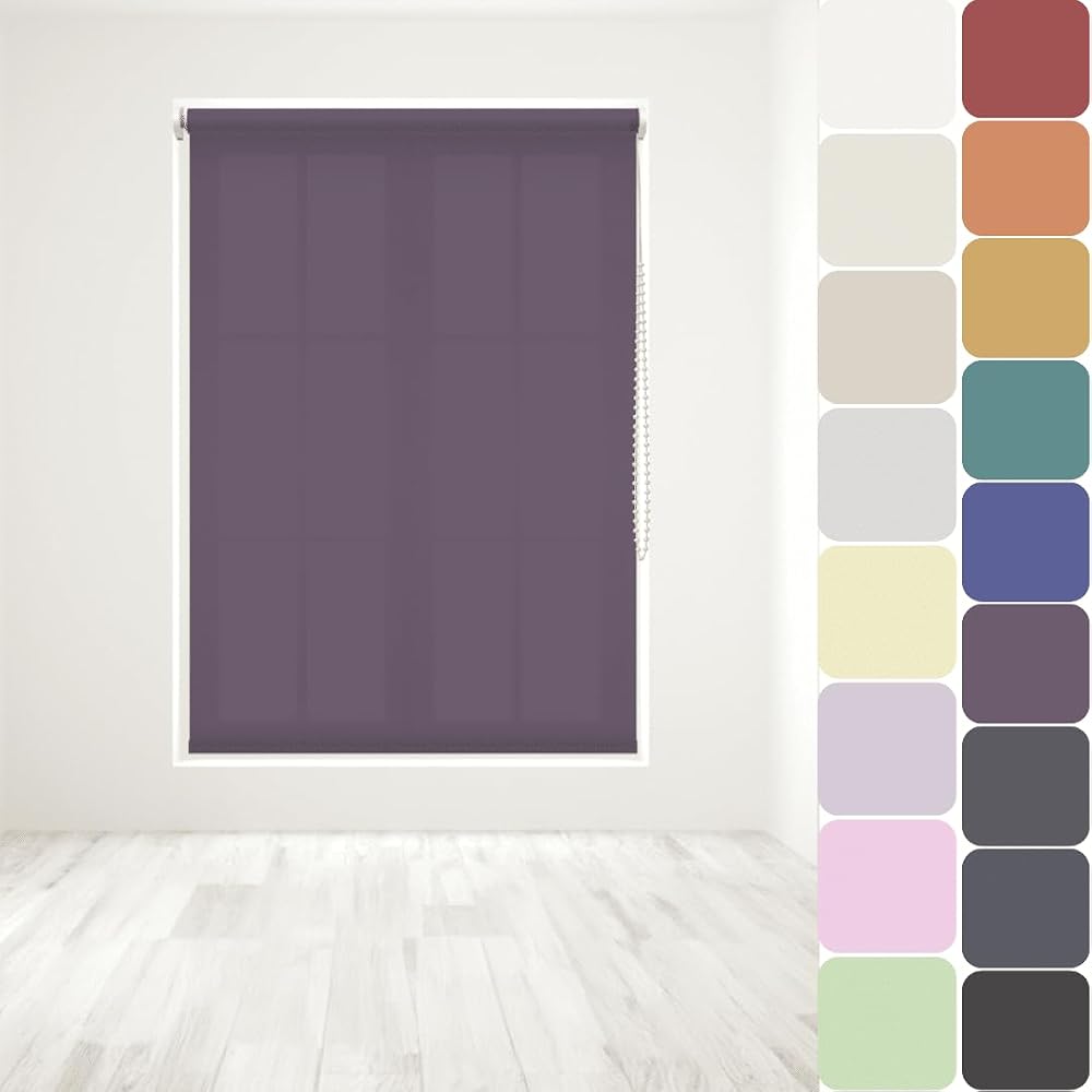 Caecus Straight Edge Dim-Out Roller Blind 60cm x 160cm Aubergine Easy Fit