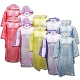 Outdoor Alchemist 10 Pack Emergency Rain Ponchos with Sleeves and Drawstring Hood, Long Large Plastic for Hiking or Camping, One Size Fits Adult Disposable Rain Coat Gear for Men or Women (Assorted)