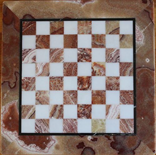 Handmade Marble & Onyx 16"x16" Chess & Checkers Board