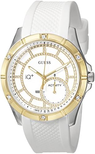 GUESS Women's Stainless Steel Connect Fitness Tracker Silicone Watch