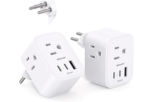 BESHON 【2 Pack】 Switzerland Travel Plug Adapter, Type J Power Adapter with 3 Outlets, 3 USB Ports (2 USB C), Travel Essentials US to Switzerland, Rwanda, Liechtenstein