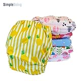 SimplyLife Home Pack of 6 for Girls Reusable Baby Cloth Diapers, Washable Adjustable Eco-Friendly, Soft Super Absorbent Fabric with Waterproof Cover, Breathable Comfortable No Leaks