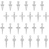 UNICRAFTALE 24Pcs 4 Styles Sword Charm 304 Stainless Steel Dagger Pendants Katana Stiletto Punk Bookmark Antique Swords for Necklace Bracelet Jewelry Making