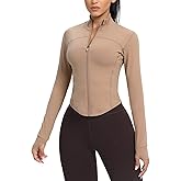 AVGO Women's Cropped Running Workout Jackets Zip Slim Fit Athletic Tops with Thumb Holes