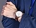 BUREI Men Fashion Ultra-Thin Quartz Watch Analog Dial with Day Date Rose Gold Stainless Steel Case Brown Leather Strap