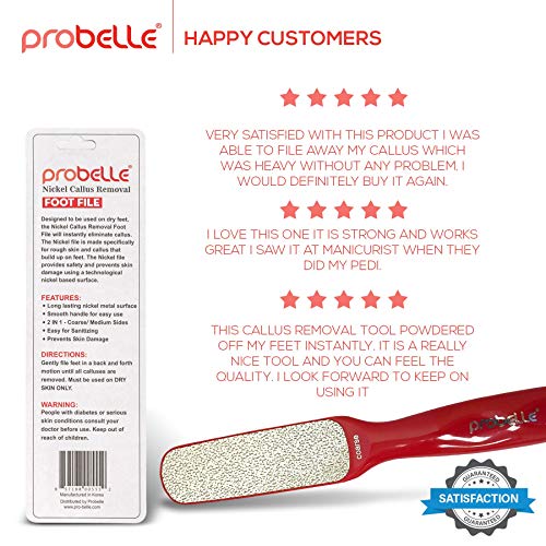 Probelle 2-Sided Hypoallergenic Nickel Foot File for Callus Trimming and Callus Removal (Red) - Thumbnail 7