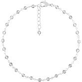 YANARA Gemstone Anklet for Women Dainty Boho Summer Beach Jewelry for Girls Handmade Rosary Charm Ankle Bracelets for her 9+1.5 inch Gifts For Her