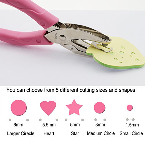 Single Hole Punch Paper Puncher with Pink Grip(Star)