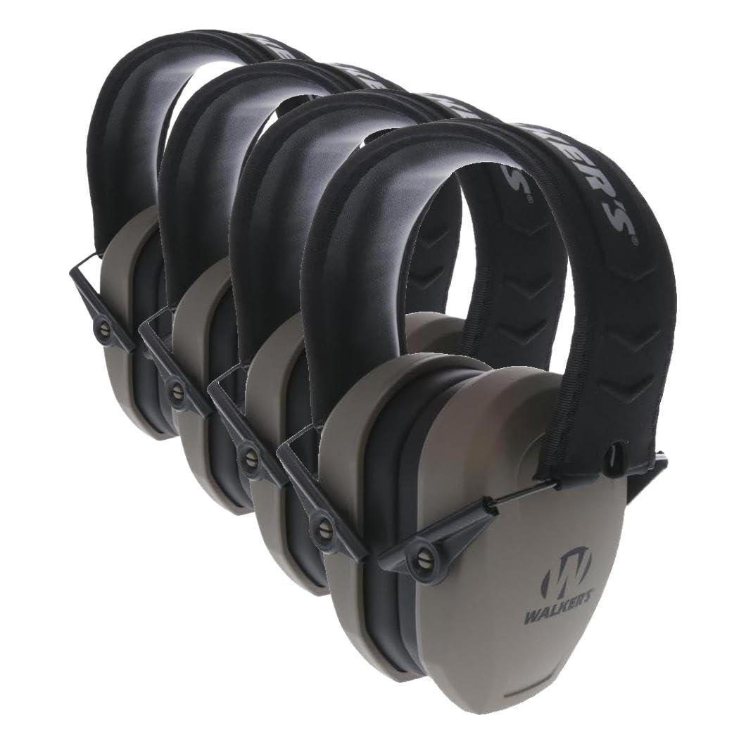 Walker's Razor Slim Passive Earmuff - Ultra Low-Profile Earcups - Flat Dark Earth (GWP-RSMPAS-FDE),(Pack of 4) Image