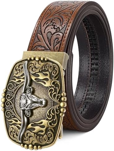 Amazon.com: Cody James Men's Bronc Buckle Tooled Leather Belt Tan