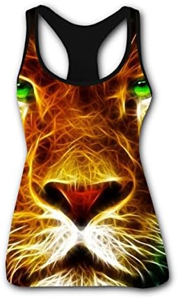 Laser Lion Face Women Custom Tank Render vest Camisole Yoga Tops S
