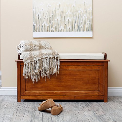Belham Living Cedar Chest Mission Bench with Cushion - Oak - Thumbnail 6