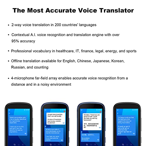 Jarvisen Language Translator Device with Unlimited 2Year Global Data