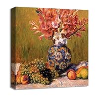 Canvas Wall Art Vase of Flowers by Pierre-Auguste Renoir Canvas Prints Home Artwork Decoration for Living Room,Bedroom - 12x12 inches