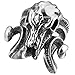 INBLUE Men's Stainless Steel Ring Silver Tone Black Goat Horn Skull Size13