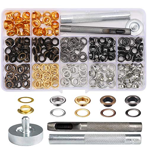 Grommet Kit,Grommets 1/4 inch Heavy Duty Metal Eyelets Kit for Fabric