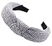 STHUAHE Pack of 3 Women Wide Stripes Cloth Cross Knot Hair Hoop Hairband Headband Hair Accessories (Gray Blue Darkgray)