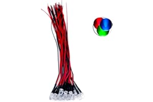 CLEISCRY 30pcs 12 Volt 5mm Round top RGB Fast Flash LED Lights Emitting Diodes Pre Wired 7.9 Inch DC 12V LED Light Water Clear Lens Small LED Lamps (5mm Round top, RGB Fast Flash (30pcs))