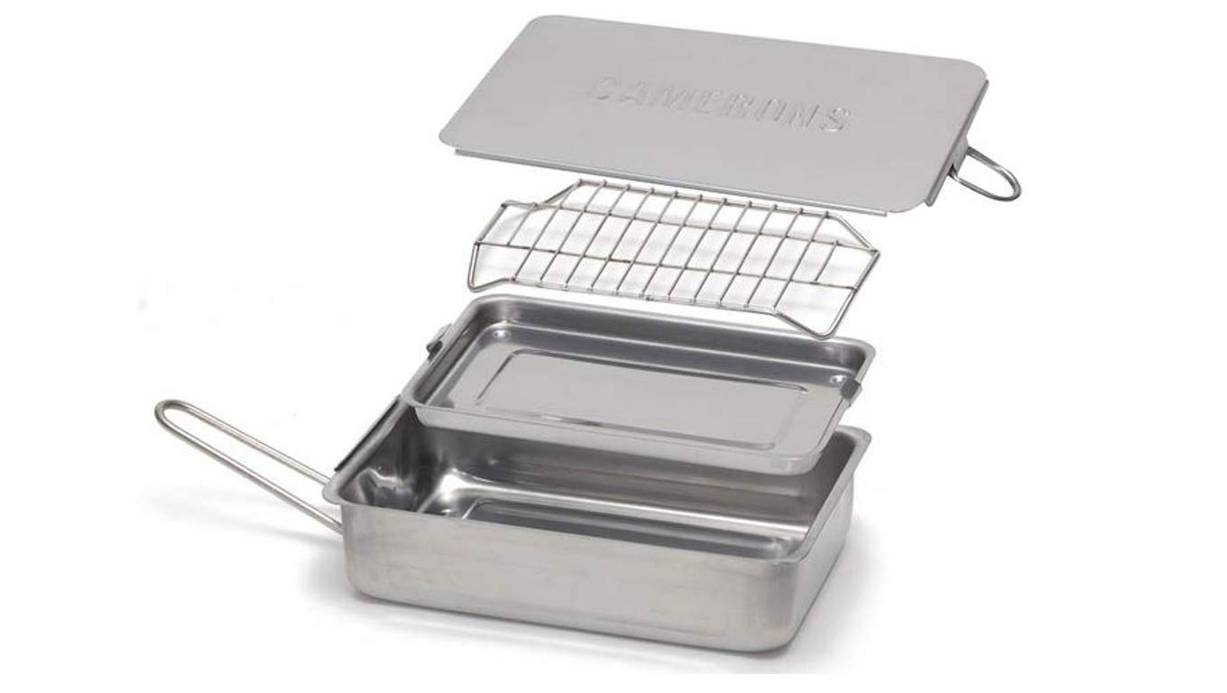 Brand new cameron stovetop smoker,chips & instruction/recipe book