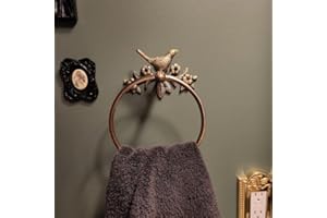 STYLENTDECOR STYLENT Decor Solid Brass Bird Antique Towel Ring Bathroom Accessories Retro Hardware Bath Towel Holder Robe Hook Wall Mounted Vintage (Brass Antique)