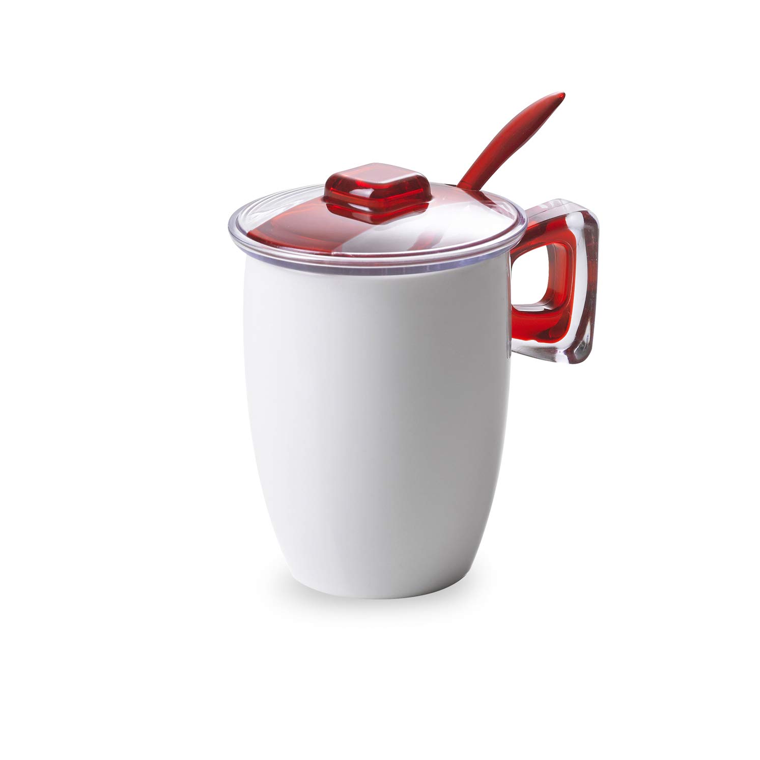 Omada Design 12,31 fl oz Porcelain Tea Cup with Filter, Spoon and lid, Square Line