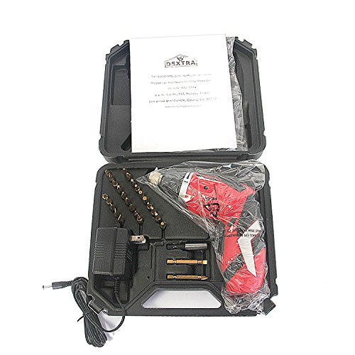 Dextra 15009 4-volt Dual Angle Lithium-Ion Cordless Screwdriver Kit, Red/Black