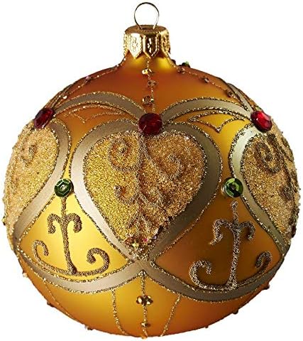 Glassor Large Jeweled Golden Ball Christmas Ornament