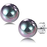 Black Pearl Stud Earrings for Women Girls 8mm Freshwater Cultured Pearl Studs 925 Sterling Silver Hypoallergenic Real Pearls Earrings