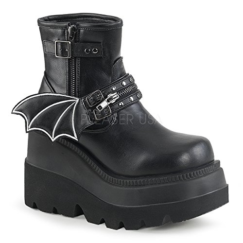 Demonia women s shaker-55 ankle boot, black vegan leath…