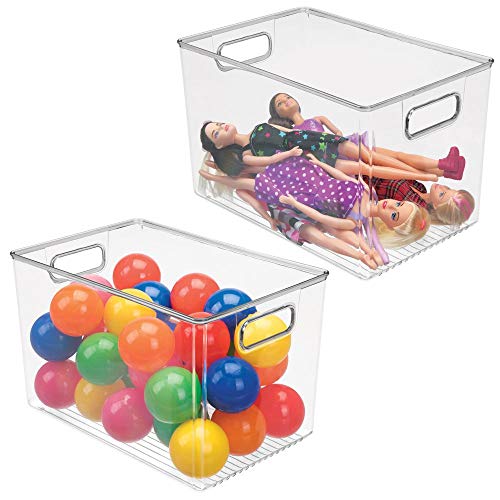 mDesign Deep Plastic Home Storage Organizer Bin for Cube Furniture Shelving in Office, Entryway, Closet, Cabinet, Bedroom, Laundry Room, Nursery, Kids Toy Room - 12