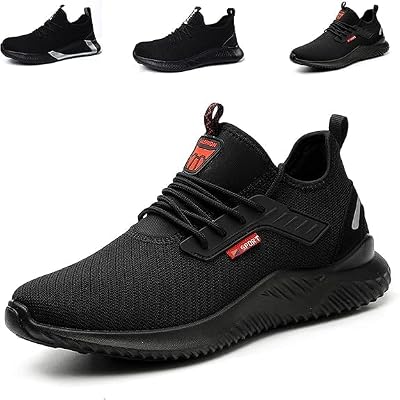 Hanani Steel Toe Caps Trainers Lightweight Boots Womens Mens Work Shoes Black