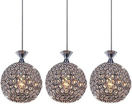 DINGGU Contempoary 3 Lights Crystal Chandelier Lighting for Dining Room with Crystal Ball Lamp Shade