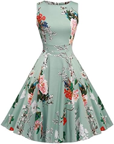 Women's Vintage Dress 1950's Hepburn Retro Rockabilly Floral Party Skater Dresses