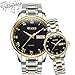 OLEVS His and Hers Watches Couple Matching Set, Business Casual Analog Quartz Luminous Wrist Watches for Women and Men, Classic Calendar Date Window Waterproof Titanium Steel Watches