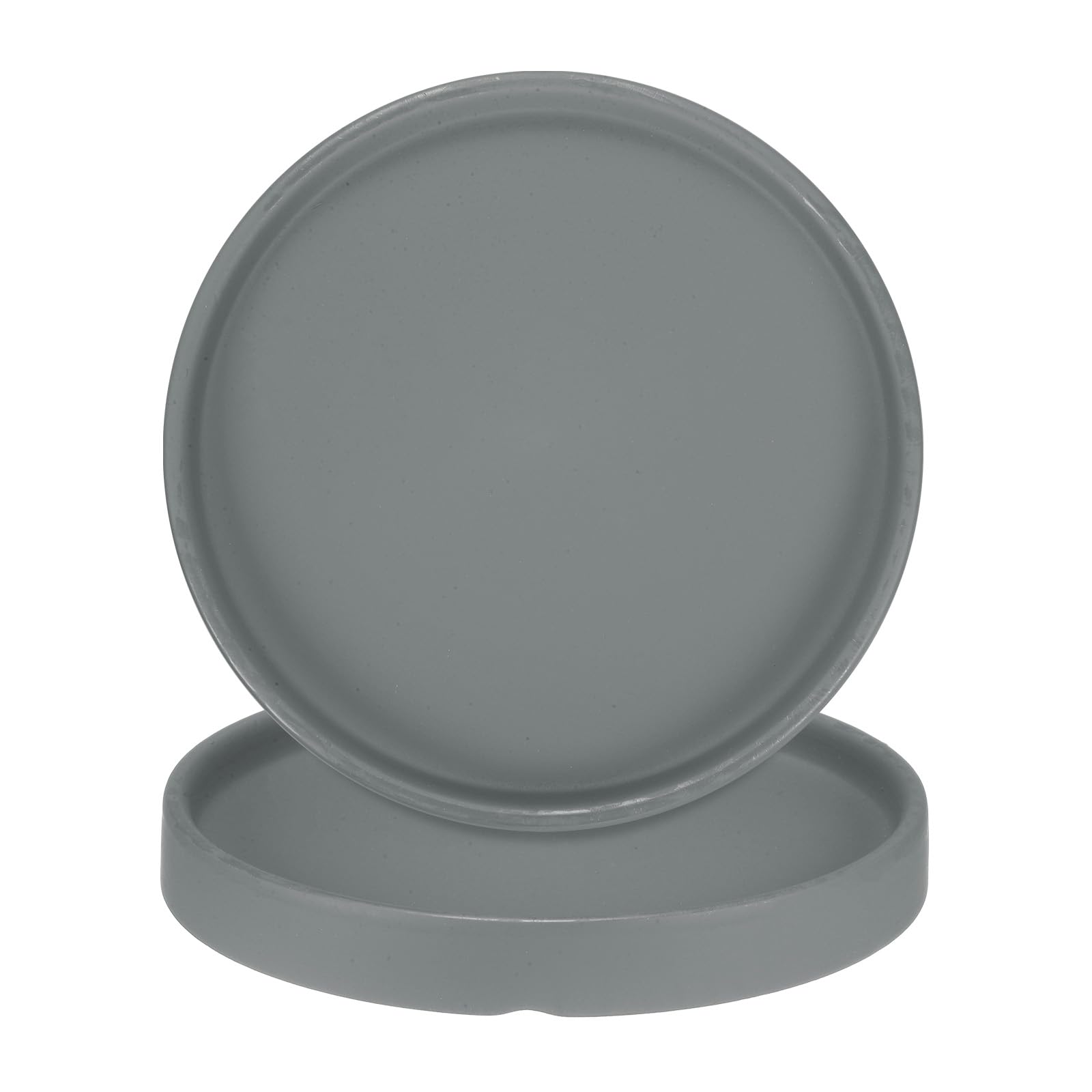 M METERXITY 2-Pack Ceramic Plant Saucer, 6.3 Inch 16cm Plant Water Catcher Tray, Plant Pot Saucers for Indoor/Outdoor Plants/Flower Drainage Drip Water Tray [Round Dark Gray]