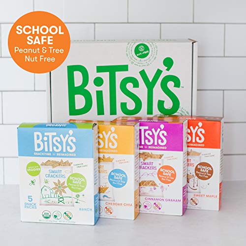 Bitsy's Organic Crackers | Tree Nut and Peanut Free | Vitamin and Mineral Filled Snacks for Kids - 4 Pack Variety