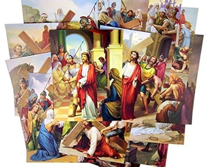 Stations of the Cross Illustrated Cardstock 14 Picture Set