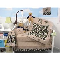Unique Crib Bedding SoHo Boy Camouflage Army Baby Crib Nursery Bedding Set 13 pcs included Diaper Bag with Changing Pad & Bottle Case