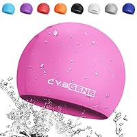 CybGene Silicone Swim Cap for Women and Men, Swimming Cap for Girls and Kids, Swim Capris for Long Hair One Size (Pink)