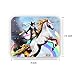 MAGICWOLF Funny Cute Cat Dressed as Rambo with Gun Riding a Glowing Red Eyes Fire Breathing Unicorn Mouse Pad