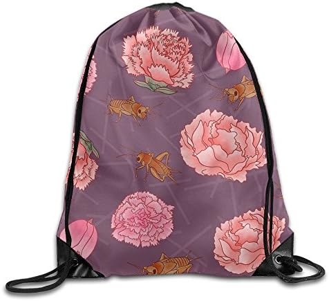 3D Print Drawstring Backpack Rucksack Shoulder Bags Gym Bag Lightweight Travel Backpack Crickets &amp; Carnations