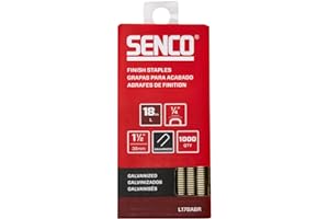 SENCO L17BABR 1-1/2" 18 Gauge 1/4" Crown Finish Staples, Galvanized Finish 1,000 Count Pack