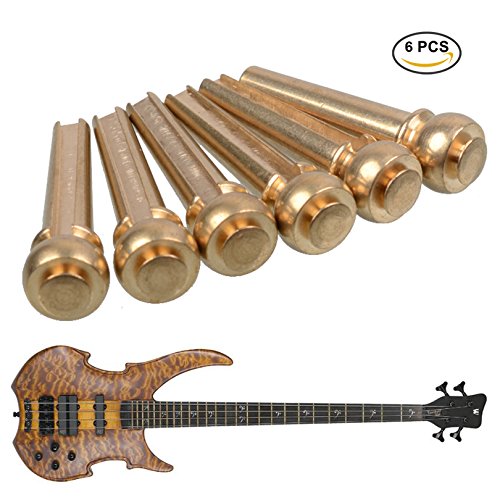 ALLCACA Guitar Bridge Pins Brass Guitar Bridge Pin Set Guitar Replacement Parts, Set of 6 - Thumbnail 7