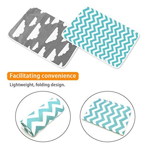 Baby Diaper Changing Pad, Maveek 2 Pack Waterproof Change Mats Infants Portable Diaper Changer Mat for Home,Travel and Outside Idefair(Grey&Green)