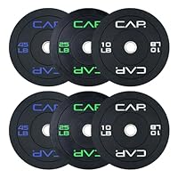 CAP Barbell 2-Inch Olympic Bumper Plate Weight Set with 6 Post Rack | 100-370 lbs | Multiple Options